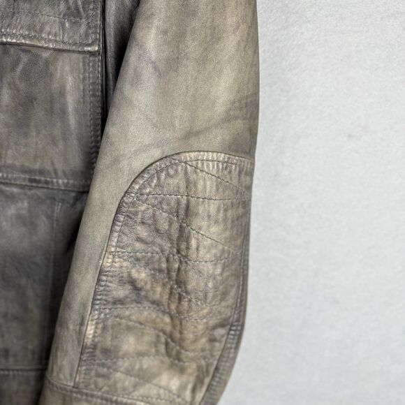 Vintage Mens Diesel Lamb Leather Jacket Biker Distressed Grey Size S (Flaw Read) - Picture 10 of 14